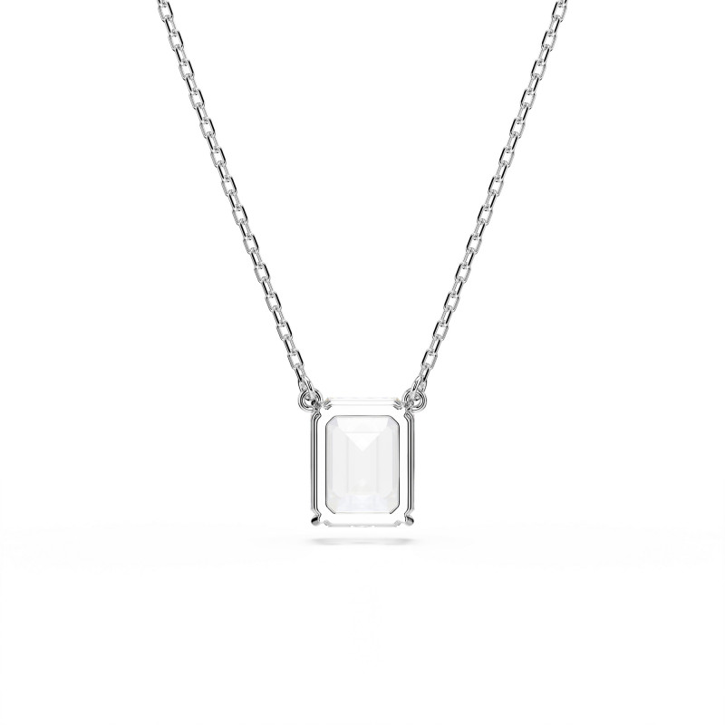 Naszyjnik Swarovski Stilla, Szlif ośmiokątny, Biały, Powłoka z rodu