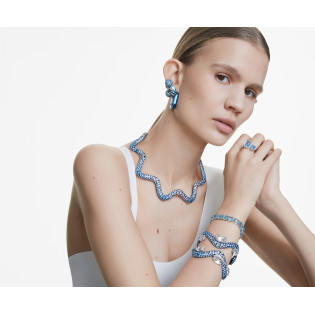 Kolczyki Swarovski kreole Lucent, Kształt ośmiokątny, Małe, Niebieskie