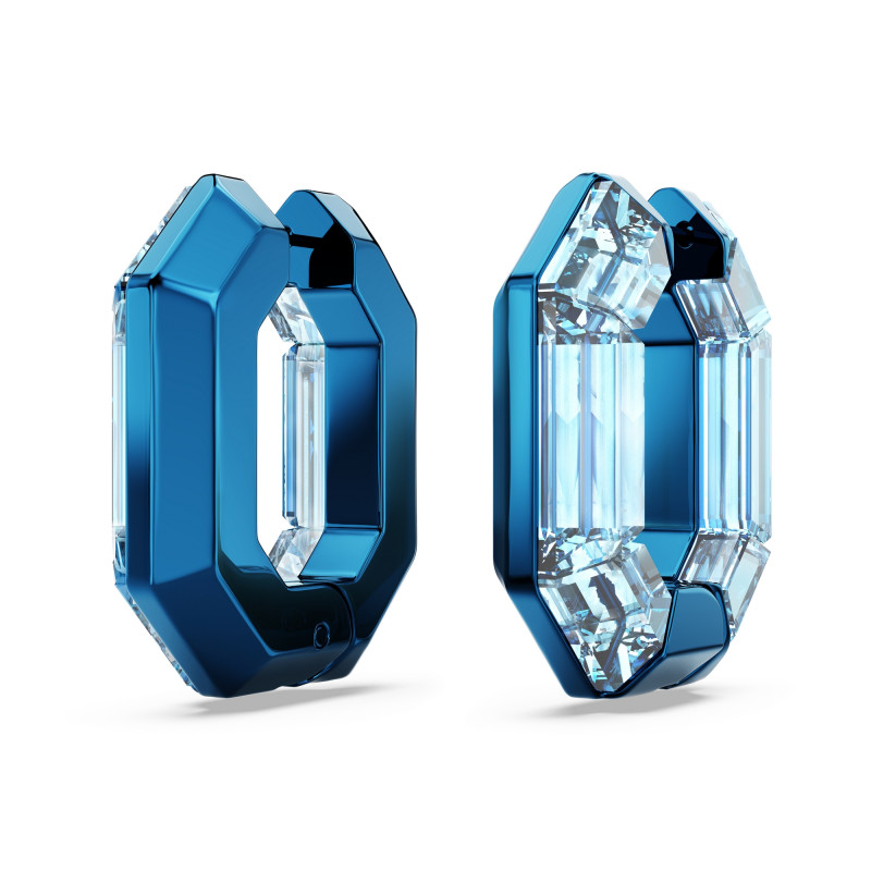 Kolczyki Swarovski kreole Lucent, Kształt ośmiokątny, Małe, Niebieskie