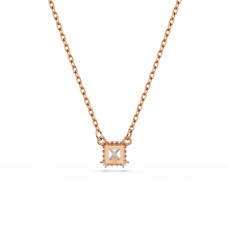 Naszyjnik Swarovski Stilla, Szlif kwadratowy, Biały, Powłoka w odcieniu różowego złota