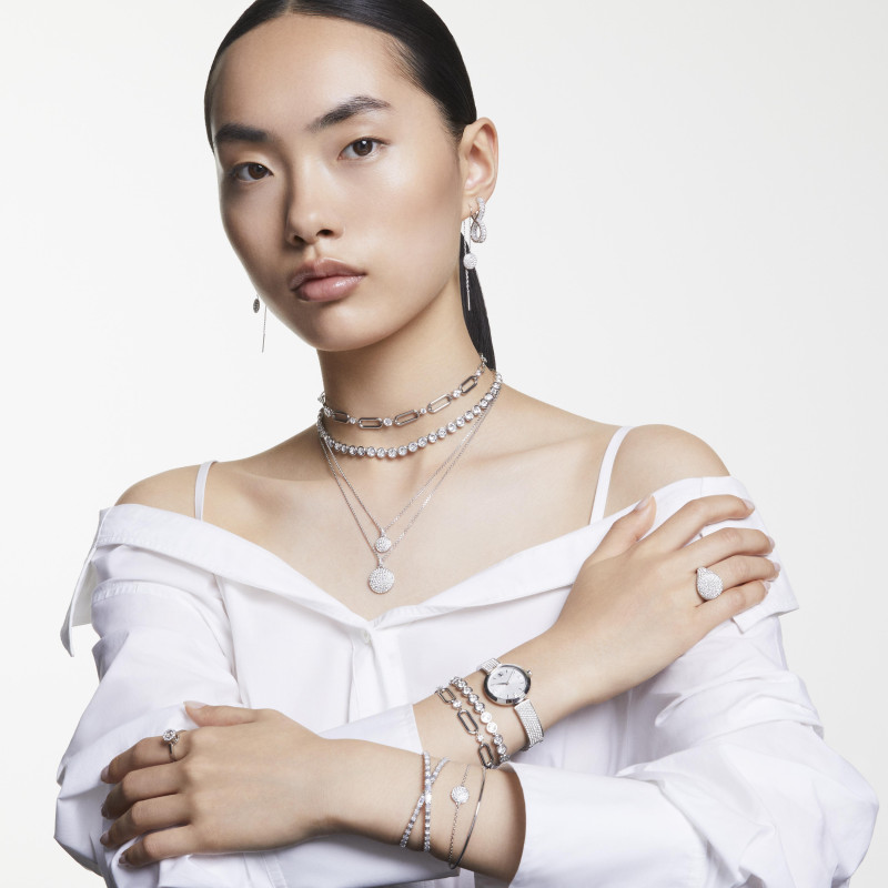 Naszyjnik warstwowy Swarovski Sublima Biały, Powłoka z rodu