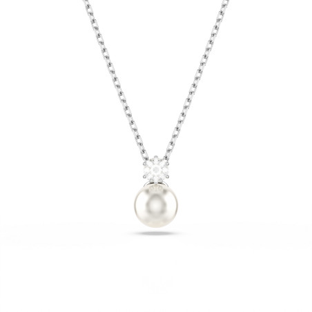 Wisiorek Swarovski Matrix Kryształowa Perła, Szlif okrągły, Biały, Powłoka z rodu