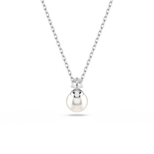 Wisiorek Swarovski Matrix Kryształowa Perła, Szlif okrągły, Biały, Powłoka z rodu