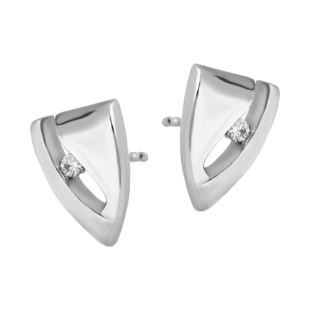Kolczyki srebrne satynowy trójkąt z cyrkonią/sztyft A6 08171419-00 próba 925