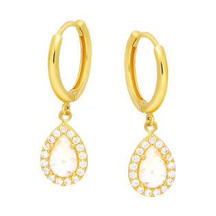 Kolczyki złote kropla z opalem jubilerskim na kole/kreole AR NHUE0132-FCZ-OPL próba 375