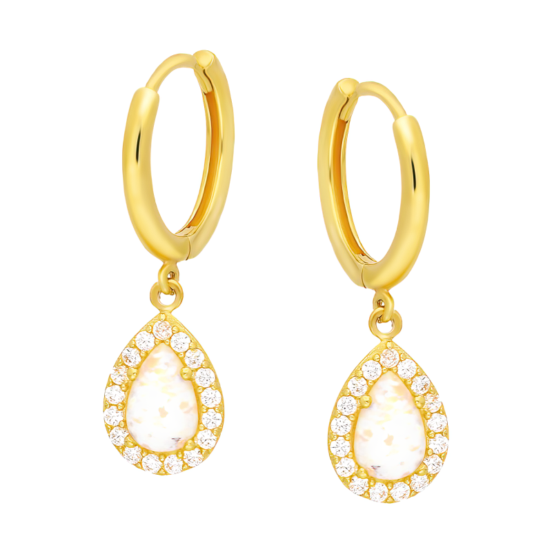 Kolczyki złote kropla z opalem jubilerskim na kole/kreole AR NHUE0132-FCZ-OPL próba 375