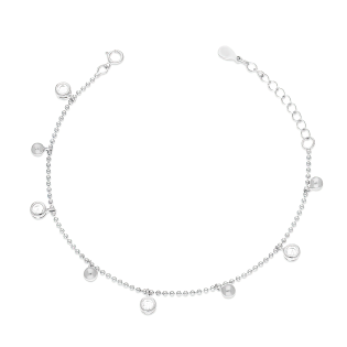 Srebrna bransoletka z cyrkoniami i kulkami pr. 925 - JubilerSezam.pl