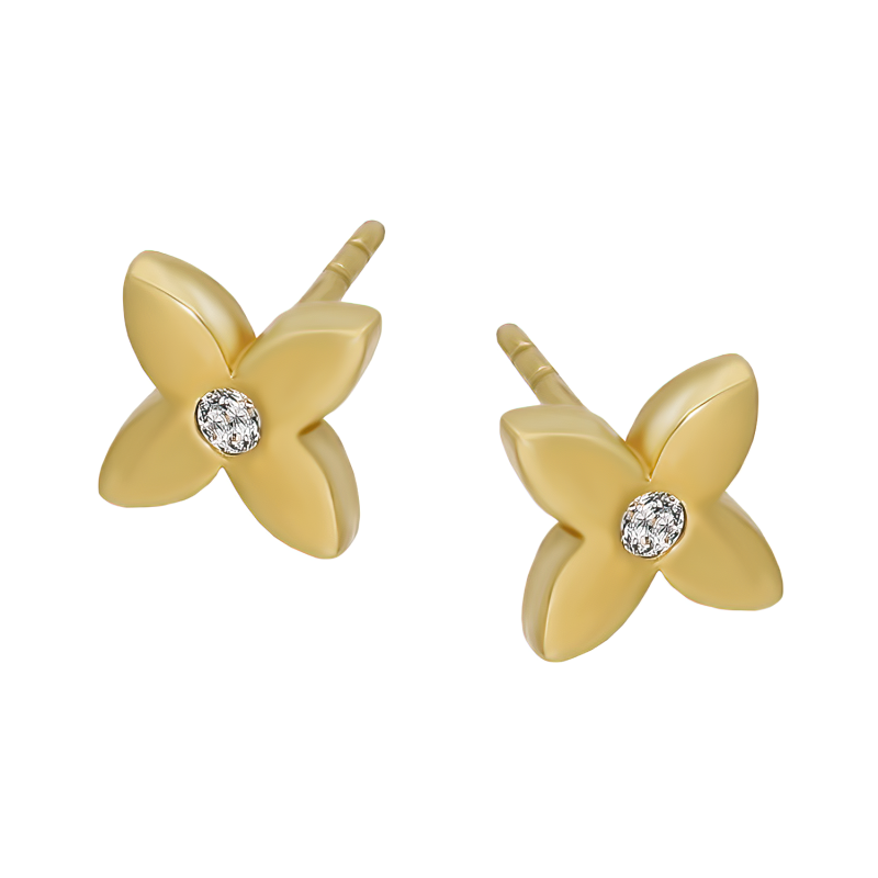 Kolczyki złote kwiatek z cyrkonią/sztyft MZ T23-EP-963-CZ próba 375
