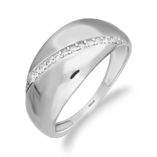 Pierścionek srebrny kopułka i rząd białych cyrkonii