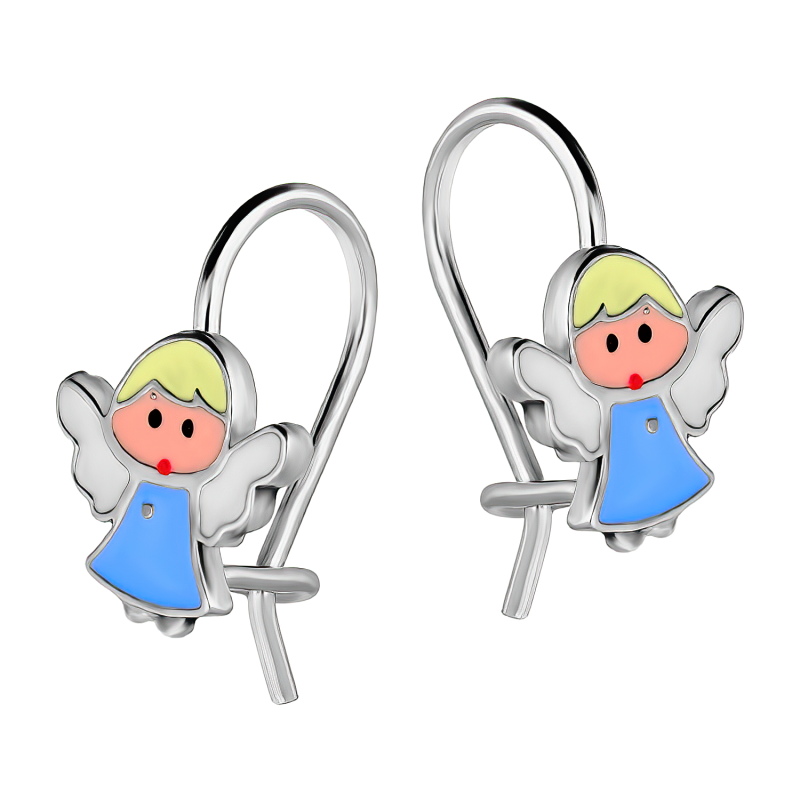 Srebrne kolczyki dla dziewczynki Aniołek pr. 925 - JubilerSezam.pl