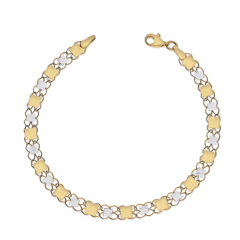 Bransoleta złota grawerowane i gładkie kwadraty na siatce AR X3FOR11B200019-YW-DC-2 próba 585