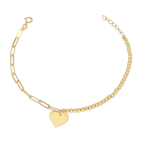Złota bransoletka z sercem pr. 585 - JubilerSezam.pl