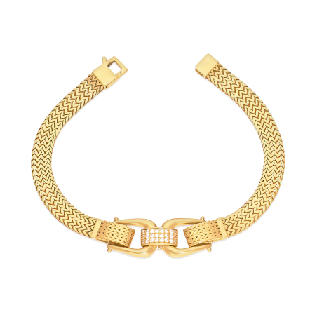 Bransoleta złota klamra z białymi cyrkoniami/jodełka AR X8-VX6ZFUB0271 próba 585