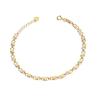 Bransoleta złota gładkie serca na taśmie