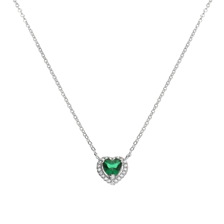 Naszyjnik srebrny markiza serce z zieloną cyrkonią/anker AT2036 zieleń próba 925