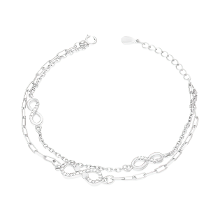 Bransoleta srebrna infinity z cyrkoniami/anker 2x HS2204 próba 925