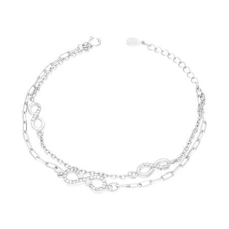 Bransoleta srebrna infinity z cyrkoniami/anker 2x HS2204 próba 925