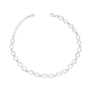 Bransoleta srebrna infinity z białymi cyrkoniami HS2222 próba 925