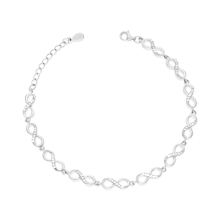 Bransoleta srebrna infinity z białymi cyrkoniami HS2222 próba 925
