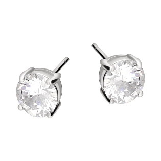 Kolczyki srebrne biała cyrkonia 6mm/sztyft HS CY6MM6Ł-SZ-ROD próba 925