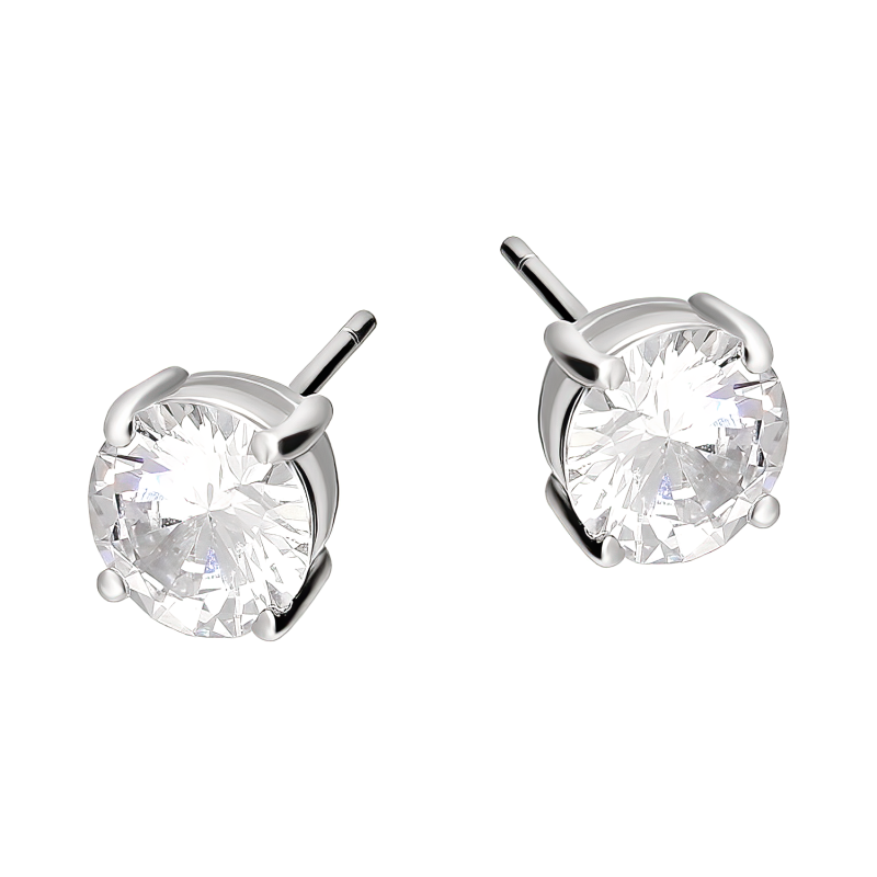 Kolczyki srebrne biała cyrkonia 6mm/sztyft HS CY6MM6Ł-SZ-ROD próba 925