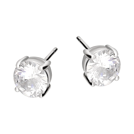 Kolczyki srebrne biała cyrkonia 6mm/sztyft HS CY6MM6Ł-SZ-ROD próba 925