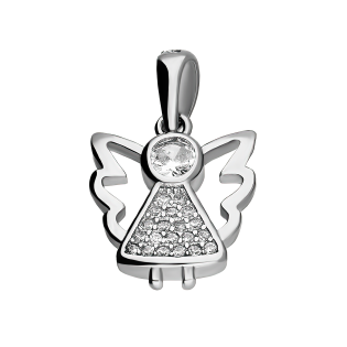 Medalik srebrny aniołek z białymi cyrkoniami HS987 próba 925