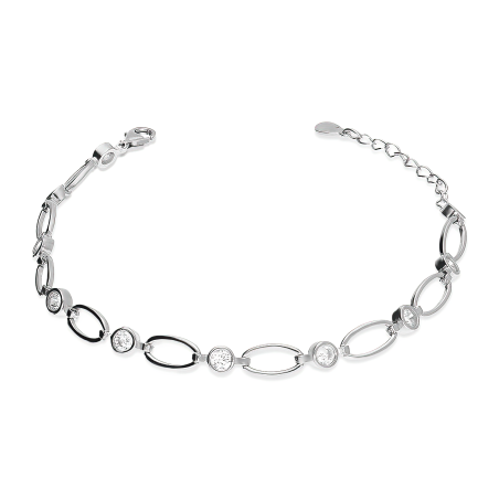Bransoleta srebrna owalne ramki i białe cyrkonie HS2220 próba 925