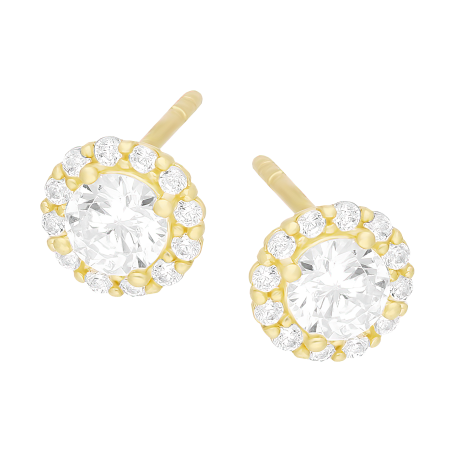 Kolczyki złote Metropolis z białymi cyrkoniami