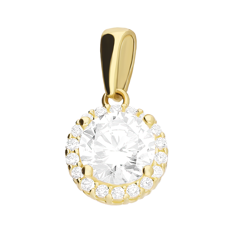 Zawieszka złota Metropolis z białymi cyrkoniami MZ T23-E-1452-3178-6MM-CZ próba 375
