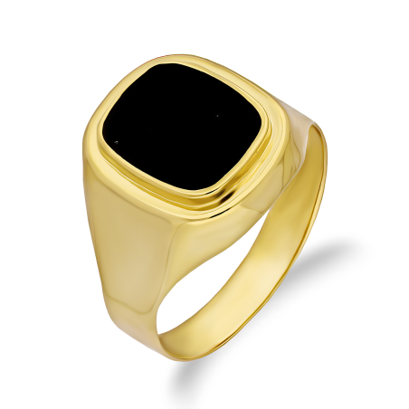 Sygnet złoty kwadrat z onyksem jubilerskim
