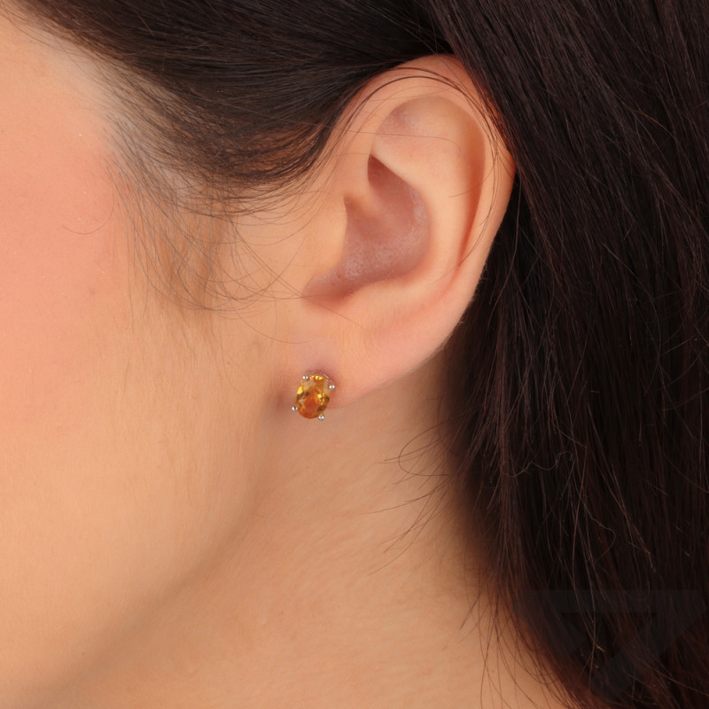 Srebrne Kolczyki z Cytrynem Owalnym pr. 925 - JubilerSezam.pl