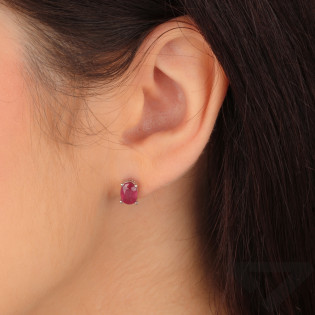 Srebrne Kolczyki z Rubinem Sztyfty Pr. 925 - JubilerSezam.pl