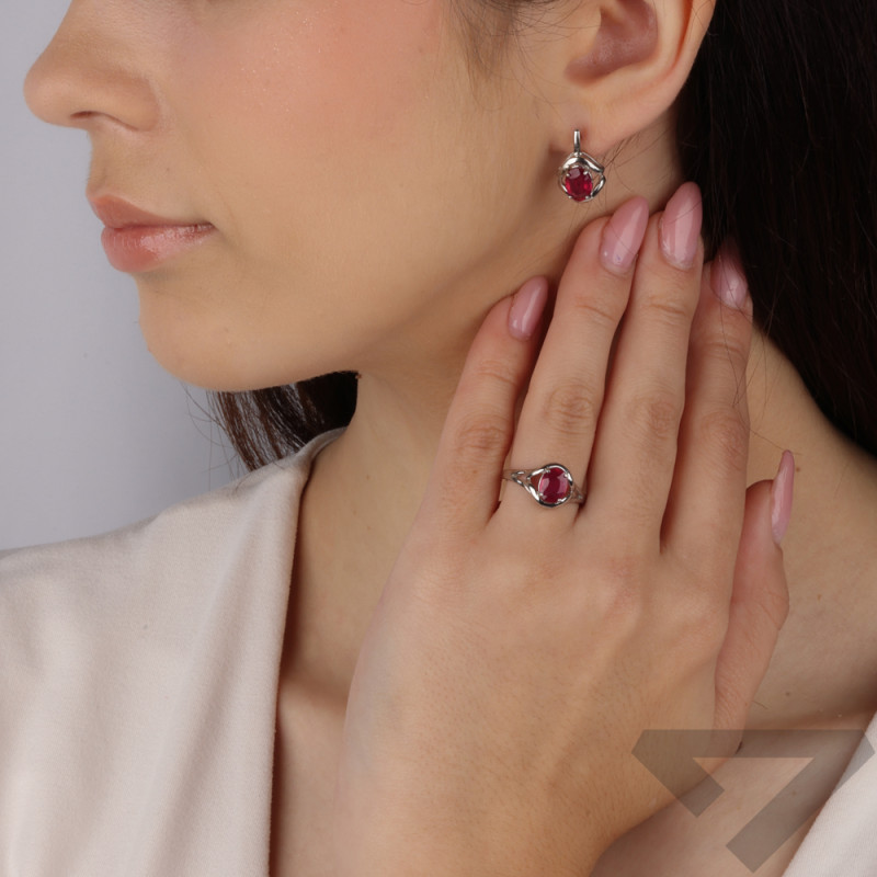 Srebrny Pierścionek z Rubinem Naturalnym - JubilerSezam.pl