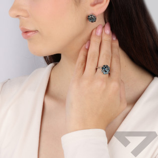 Srebrne kolczyki z topazami kwiaty - JubilerSezam.pl