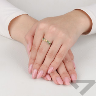 Srebrny Pierścionek z Turmalinami i Szafirami - JubilerSezam.pl