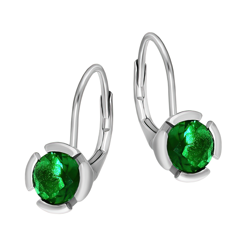 Kolczyki srebrne z zieloną cyrkonią/big.zam. AT369 zielony próba 925