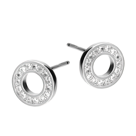 Kolczyki srebrne koło ramka z białymi cyrkoniami/sztyft HS1083-1 próba 925