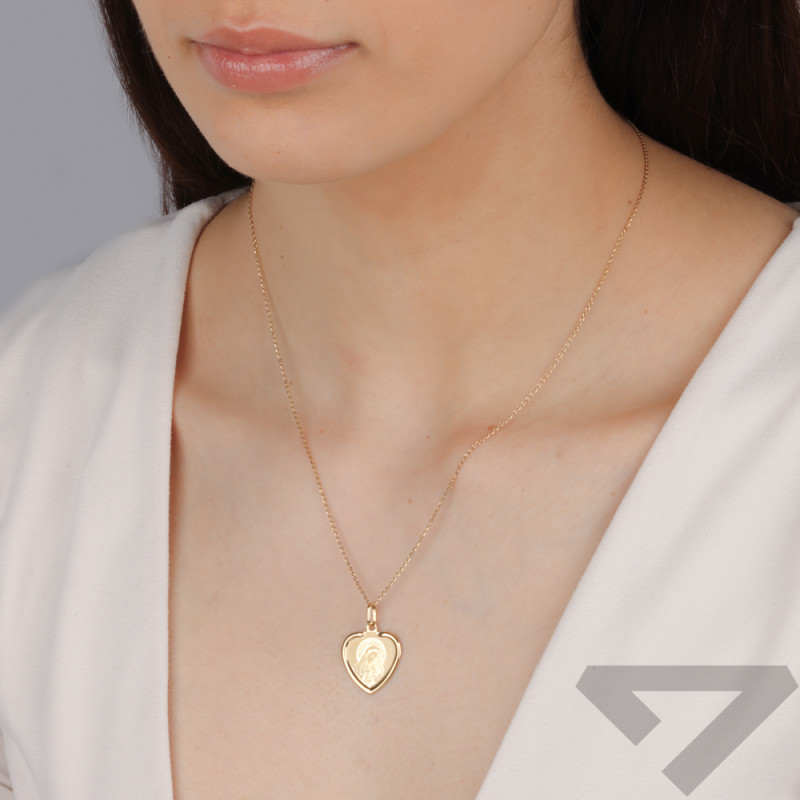 Złoty Medalik z Matką Boską w Sercu pr. 585 - JubilerSezam.pl