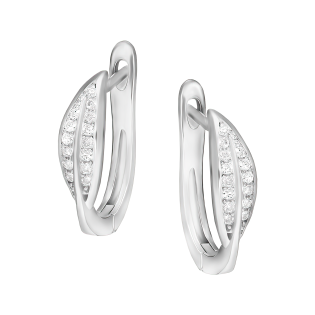 Srebrne kolczyki listki z cyrkoniami pr. 925 - JubilerSezam.pl