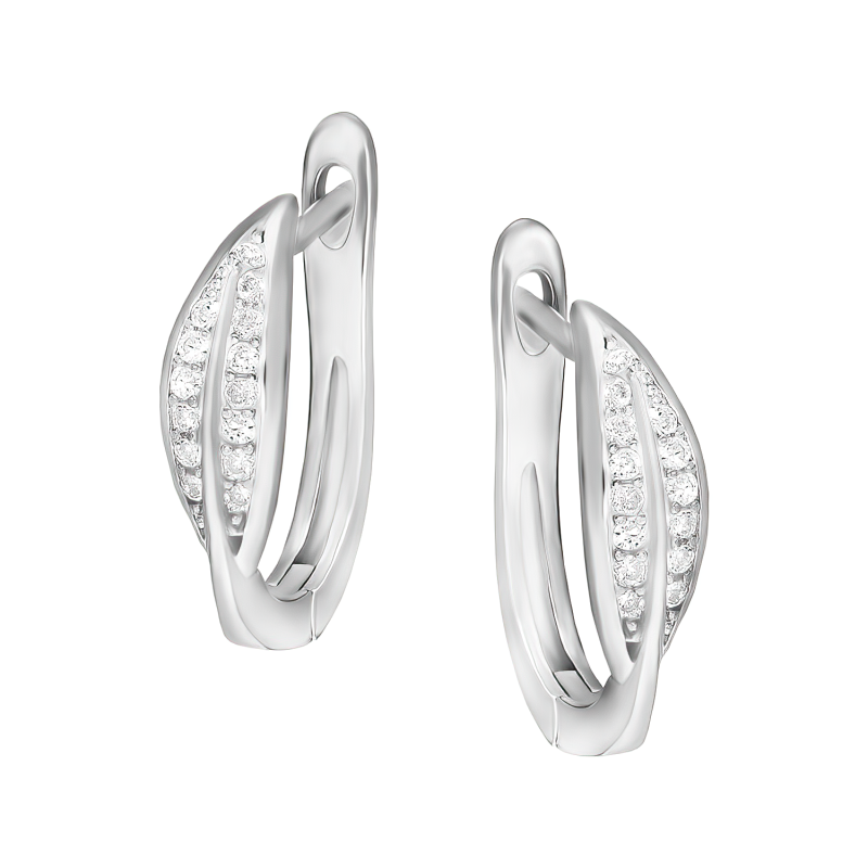 Srebrne kolczyki listki z cyrkoniami pr. 925 - JubilerSezam.pl