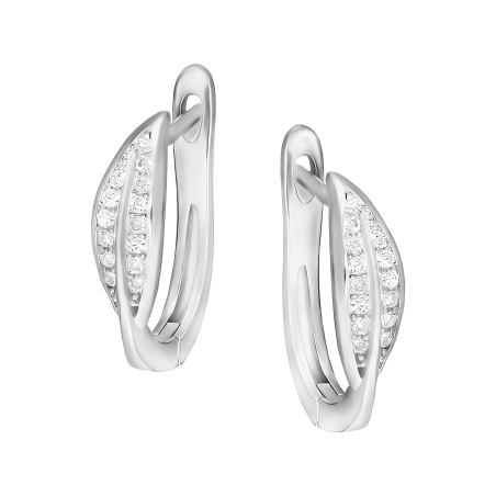 Srebrne kolczyki listki z cyrkoniami pr. 925 - JubilerSezam.pl