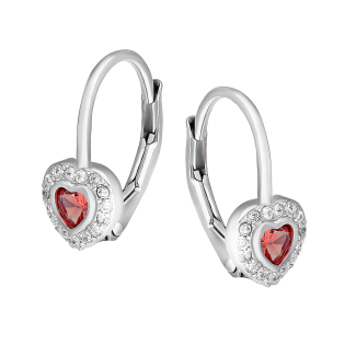 Kolczyki dla dziewczynki serce markiza z różową cyrkonią, srebro 925