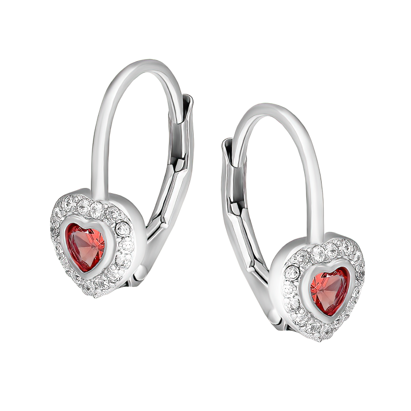 Kolczyki dla dziewczynki serce markiza z różową cyrkonią, srebro 925