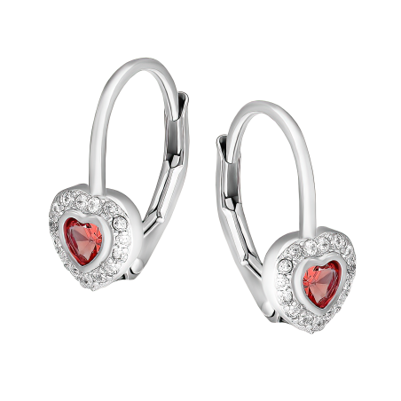 Kolczyki dla dziewczynki serce markiza z różową cyrkonią, srebro 925