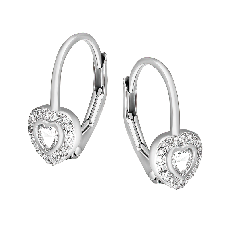 Kolczyki srebrne dla dziewczynki markiza serca, próba 925