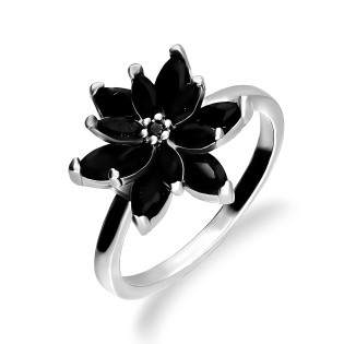 Srebrny Pierścionek Kwiat z Cyrkoniami pr. 925 - JubilerSezam.pl
