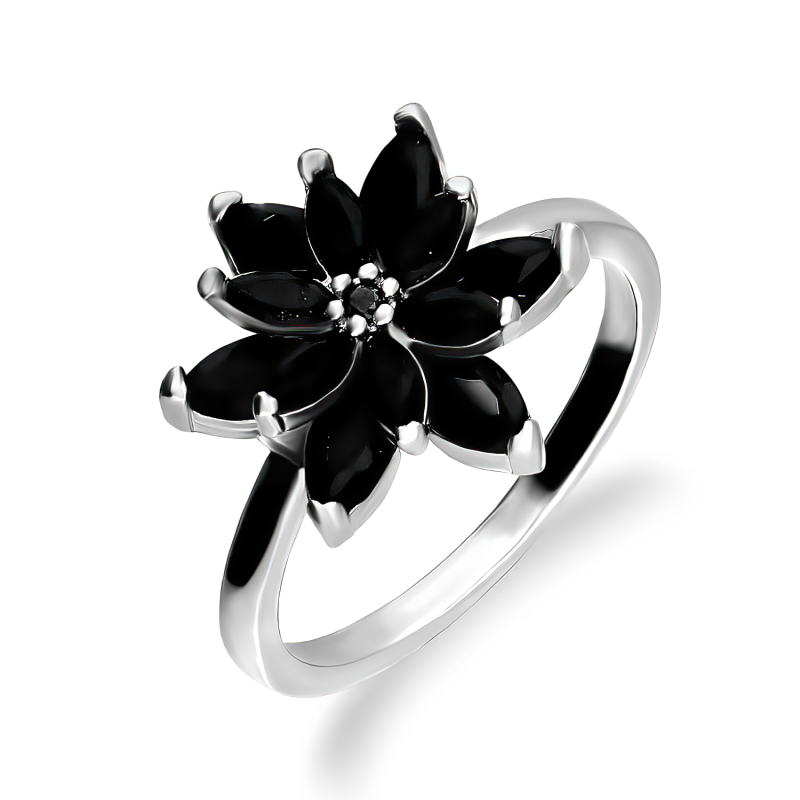 Srebrny Pierścionek Kwiat z Cyrkoniami pr. 925 - JubilerSezam.pl