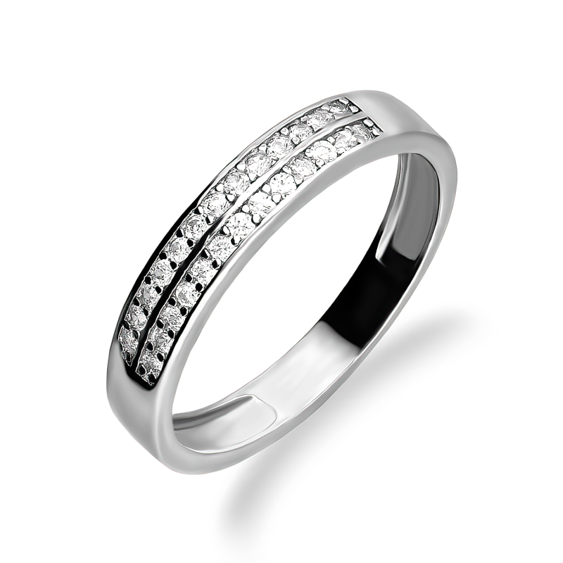 Pierścionek srebrny obrączkowy z białymi cyrkoniami HS2235 próba 925