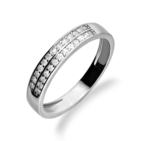 Pierścionek srebrny obrączkowy z białymi cyrkoniami HS2235 próba 925
